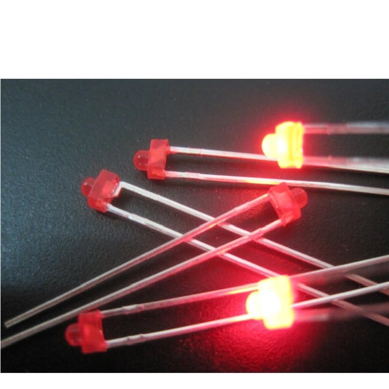 CHANZON 10x LED light diodes 1.8mm, color of your choice (blue, red, green, yellow, orange, white) diffuse, colored housing (red)