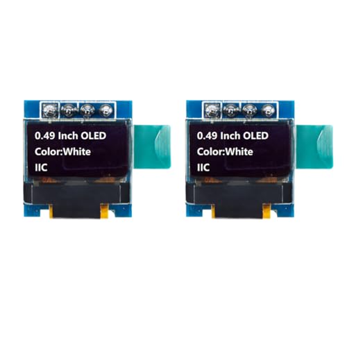 Hailege 2pcs 0.49 Inch 64 x 32 OLED LCD Display 0.49 Inch IIC I2C OLED LCD Screen Module 64 x 32 4 Pin White