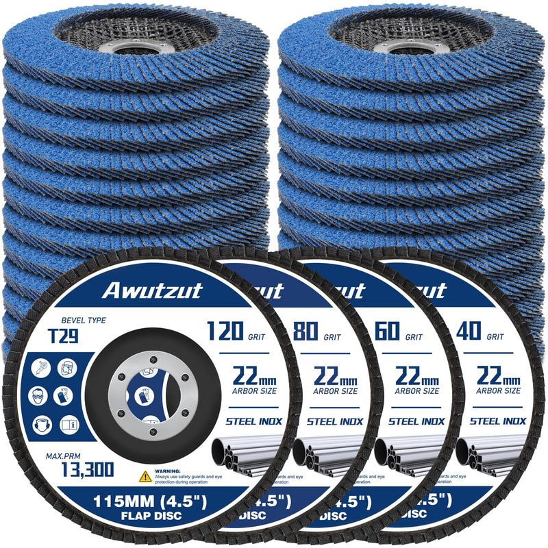 Grinding discs 115 mm angle grinder for metal wood serrated disc grain 40/60/80/120 flap discs sanding mop discs 24 pieces