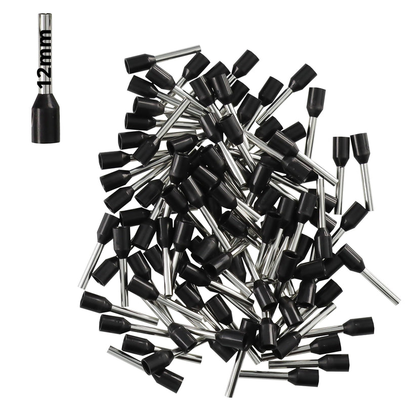 Afeld Elektro wire end sleeves 1.50mm² black insulated sleeve length 12mm total length 19.2mm 100 pieces for fine and ultra-fine wire conductors