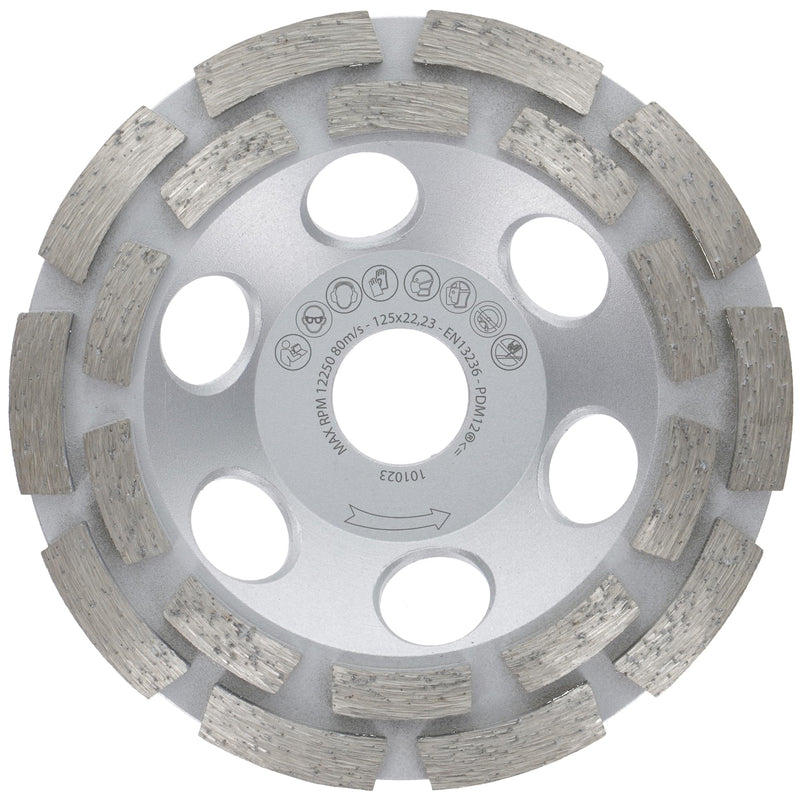 PRODIAMANT Premium diamond cup wheel 125mm concrete universal 125 mm x 22.2 mm grinding wheel double row