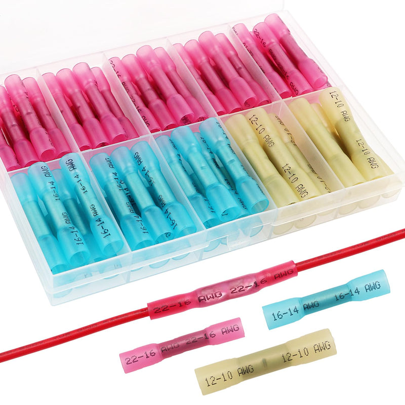 YIXISI 70 pieces butt connector cable connector waterproof set, solder connector, shrink connector butt connector, heat shrink butt connector, crimp connector cable connector, 26-10 AWG BHT - 70 pieces
