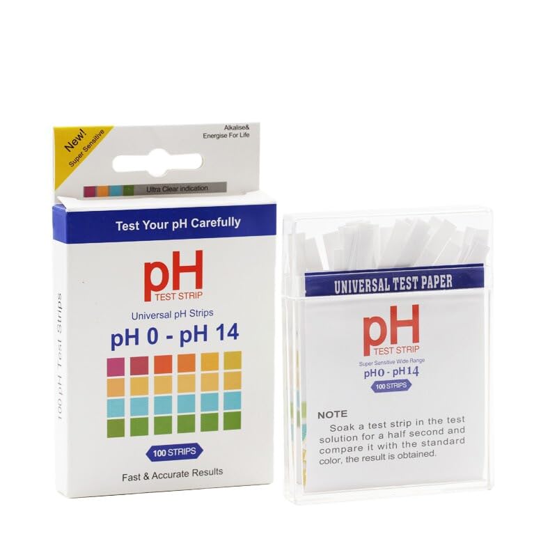 100pcs pH test strips kit, universal application (pH 0-14), testing pH for saliva, soap, urine, liquids, water, laboratory