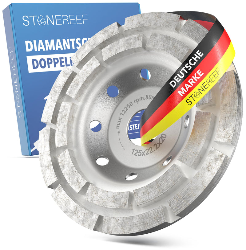 STONE REEF diamond cup wheel [125x22.2x20] diamond grinder, diamond cup wheel 125mm, diamond milling wheel - grinding wheel for concrete processing, natural stone processing, construction site grinding