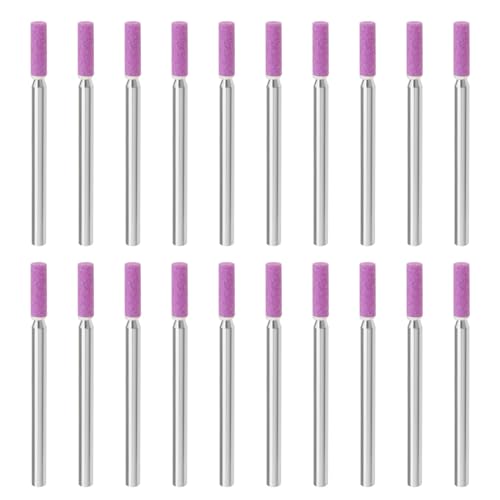 ECSiNG 20-Piece Grinding Stone Bits, Rotating Whetstone Drill Bit Set Made of Corundum Grinding Stones Accessory Set Grinding Electric Saws, 3 mm Stone Diameter 3.0mm