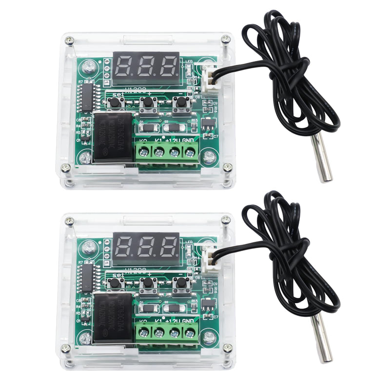 W1209 LED Digital Thermostat RUIZHI Pack of 2 W1209 Digital Temperature Controller Controller Temperature Temp Control Switch Module Board DC 12V -50~110°C with Waterproof Sensor Probe Heating/Cooling