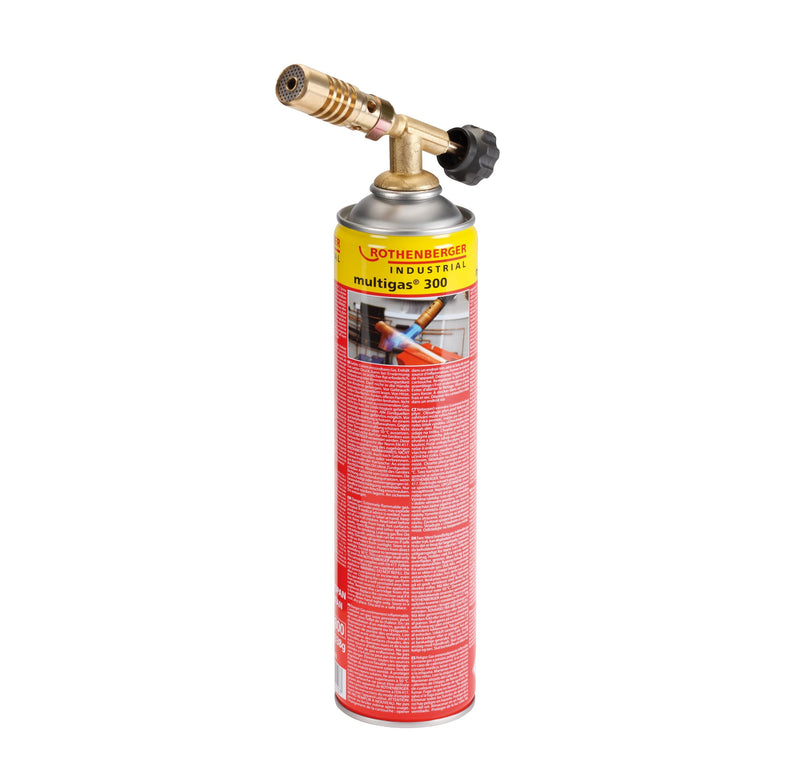 ROTHENBERGER Industrial soldering set including 1 x multigas cartridge 600 ml | Working temperature 600°C | Working time: approx. 2.5 hours for a gas cartridge | Soft soldering | Heating, thawing & melting 1 cartridge