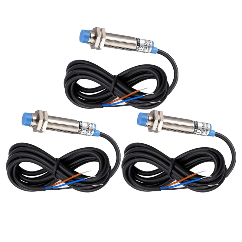 3pcs M8 Inductive Proximity Sensor Switch Non Shield Type LJ8A3-2-Z/BX Detector 2mm 12-24VDC 200mA NPN Inductive Proximity Switch 3 Wire