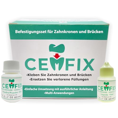 For refixing dental crowns and bridges. The ideal solution for crowns, bridges, dental caries and lost fillings.