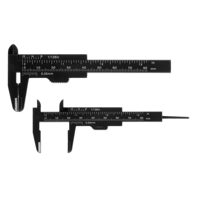 QUARKZMAN 10pcs Mini Plastic Vernier Caliper 80mm 3" Vernier Caliper Caliper Portable Ruler Measuring Tool (Metric/Inch) Black