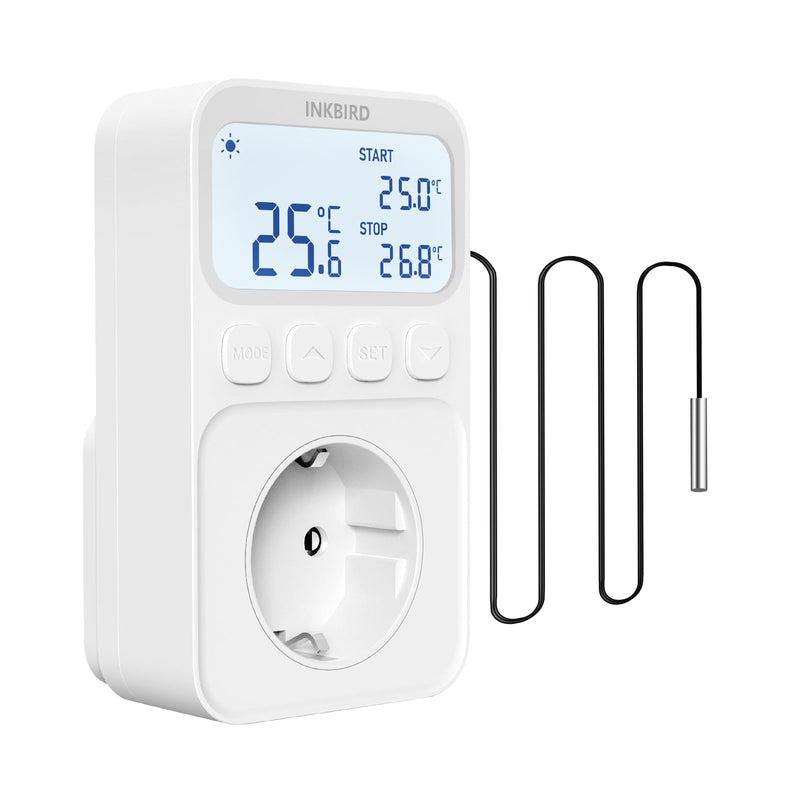 Inkbird ITC-C216T thermostat socket, temperature controller with sensor, temperature controller with timer heating cooling LCD screen, for refrigerator, reptile