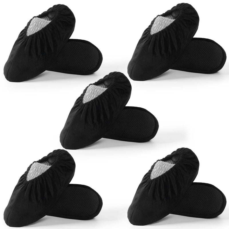 WUFANC Copriscarpe in Velluto - Riutilizzabile, Lavabile, Resistant All'usura Antiscivolo - Copriscarpe Monouso Adatto for la Pavimentazione Domestica in Moquette e Altri Luoghi Diversi (5, Nero) One Size Black