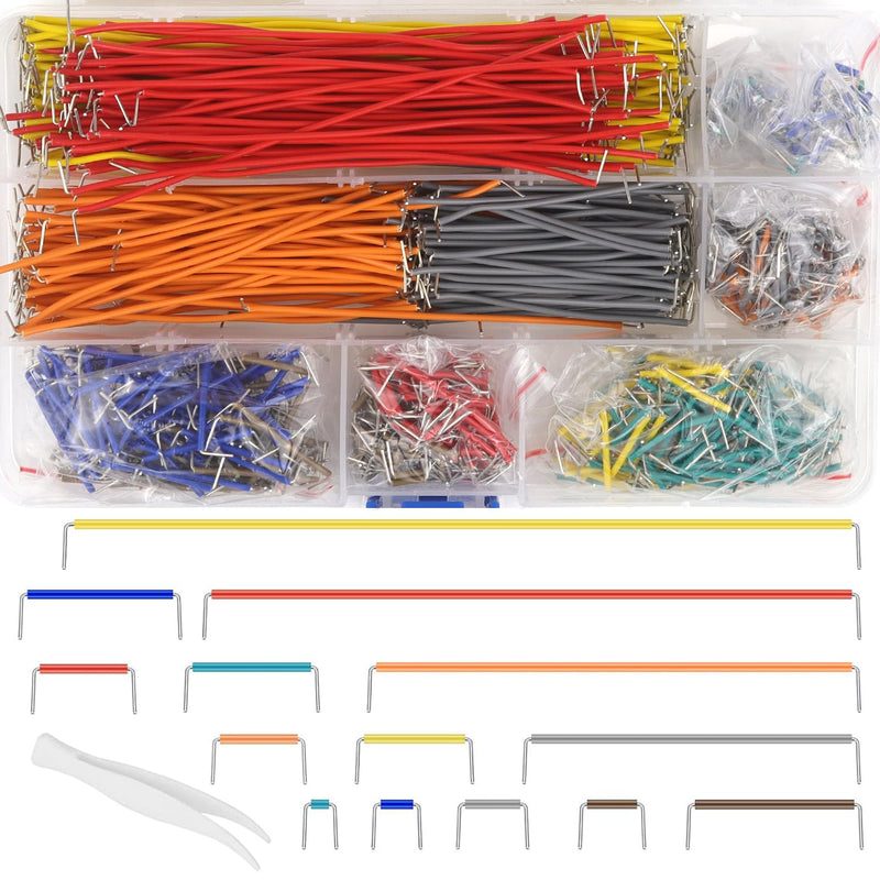 Breadboard jumper wire 840 pieces jumper cable jumper cable wire kit jumpers with 14 different lengths male to male jumper cable wires breadboard set with plastic box
