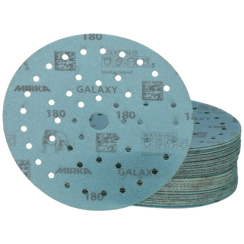 50x MIRKA adhesive sanding disc GALAXY Grip Multifit 150mm K.180 f.HO/metal/lacquer/co. Grain 180
