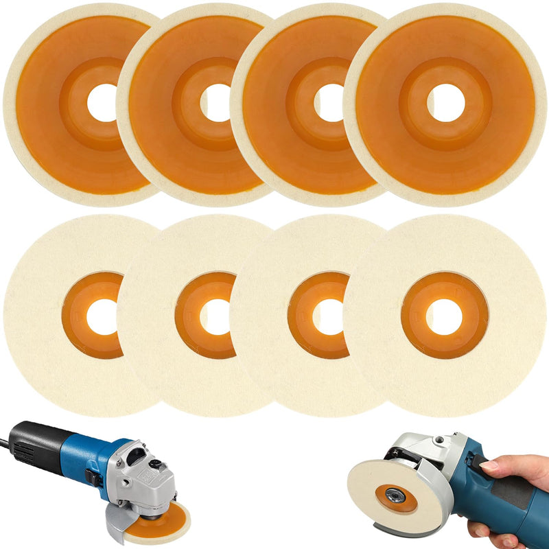 Pack of 8 wool polishing attachments, angle grinder polishing discs, 125 mm, buffing disc, angle grinder, round flex polishing discs for drills, angle grinders, grinding tools