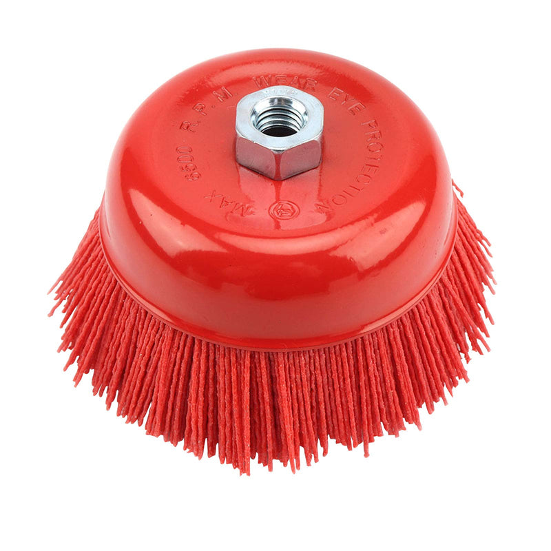 Domisyee 120mm Nylon Cup Brush for Angle Grinder and Drill, M14 Internal Thread, for effective removal of rust, corrosion, paint, scale and metal polishing cleaning