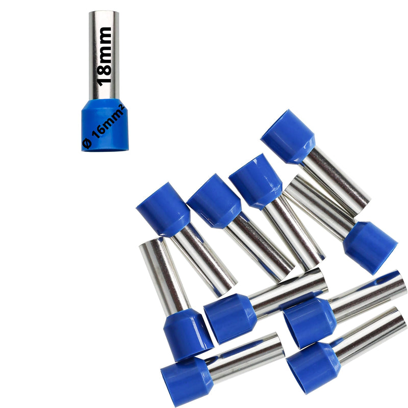 Afeld electric wire end sleeves 16mm² blue insulated sleeve length 18mm total length 28mm 10 pieces for fine and ultra-fine wire conductors