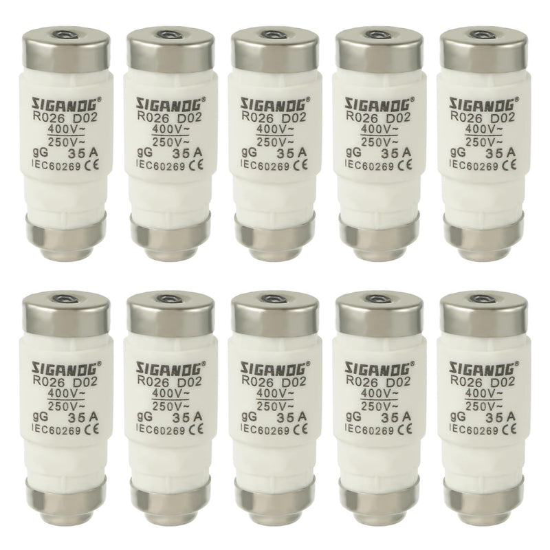 SIGANDG Neozed Fuses, D02 35A gL/gG 400VAC, D0 Type Fuse Insert (Pack of 10)