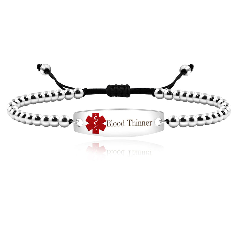 Uloveido Customised Pink Medical Alert ID Bracelet Custom Laser Engraved Adjustable Bracelet for Girls Women Emergency First Aid Bracelet Y4301 Y4301-Red-Blood
