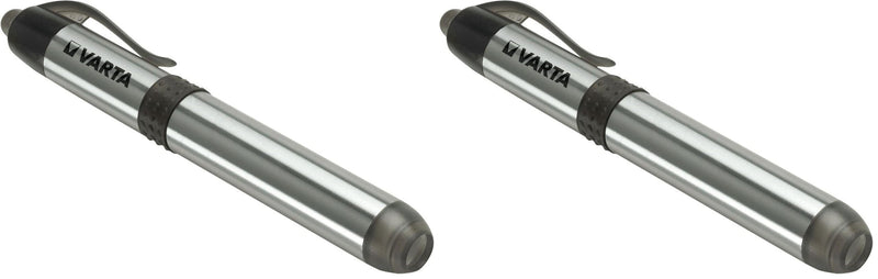 Varta LED Diagnostic Light with 1 x AAA Battery, Pen Light, Pupil Light, Extremely Slim and Lightweight Pen Torch, for Use in Hospital, Old People's Home, Doctor's Practice, Silver 5 mm LED pen light + 1 x AAA high energy (pack of 2)