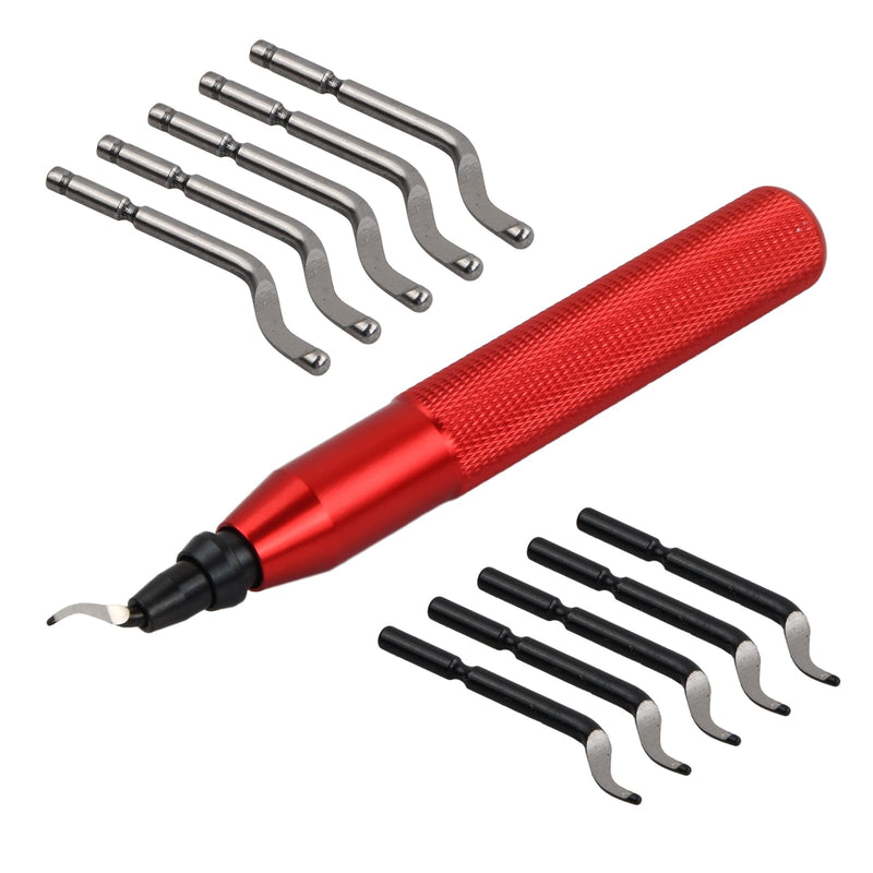 Deburring tool universal, metal handle hand deburring tool with 10 high-speed steel blades, hand deburring tool 360° rotating blade cutting tool for plastic metal 3D printer PVC