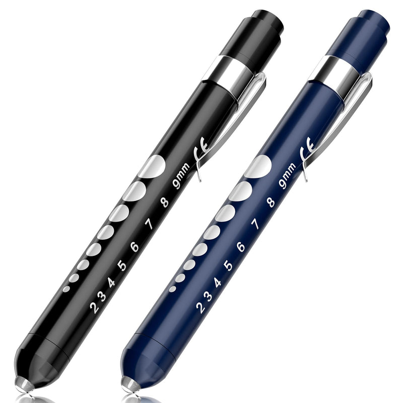 RISEMART pupil light, diagnostic light, nurse emergency service accessories with pupil measuring device and ruler (dark blue with black) dark blue with black