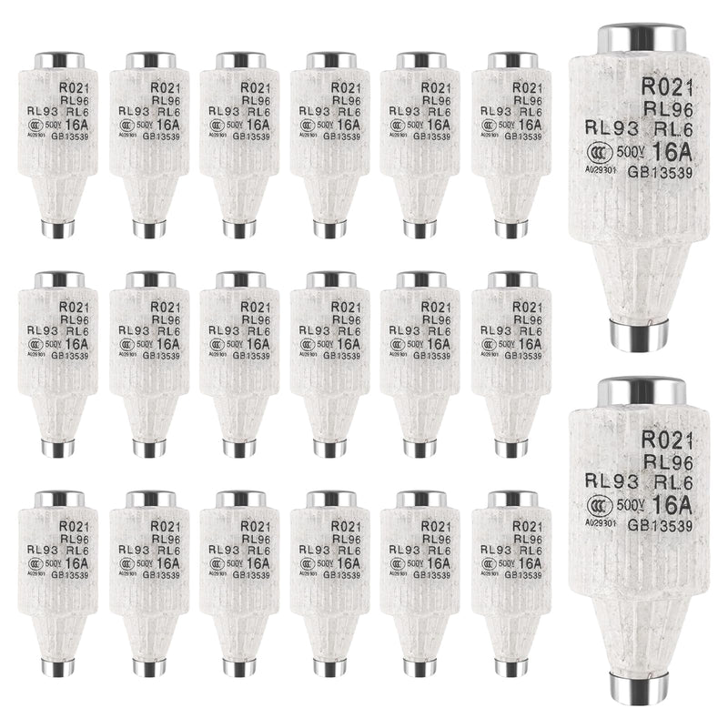 Pack of 20 16A DII E27 R021 spiral ceramic fuses, Sporgo fuse 16A gG Diazed fuse inserts 500VAC fuse, fuses fuse inserts for cable and line protection (16A)