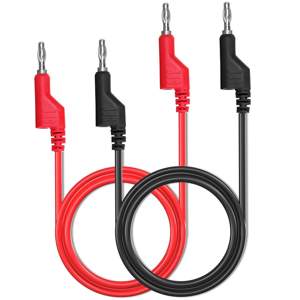 Gebildet Banana to Banana Plug Test Lead Set, 4mm Stackable Banana Plug Wire Test Lead Cable for Multimeter, Electrical Test Lead 1000V/15A Red and Black Banana Plug