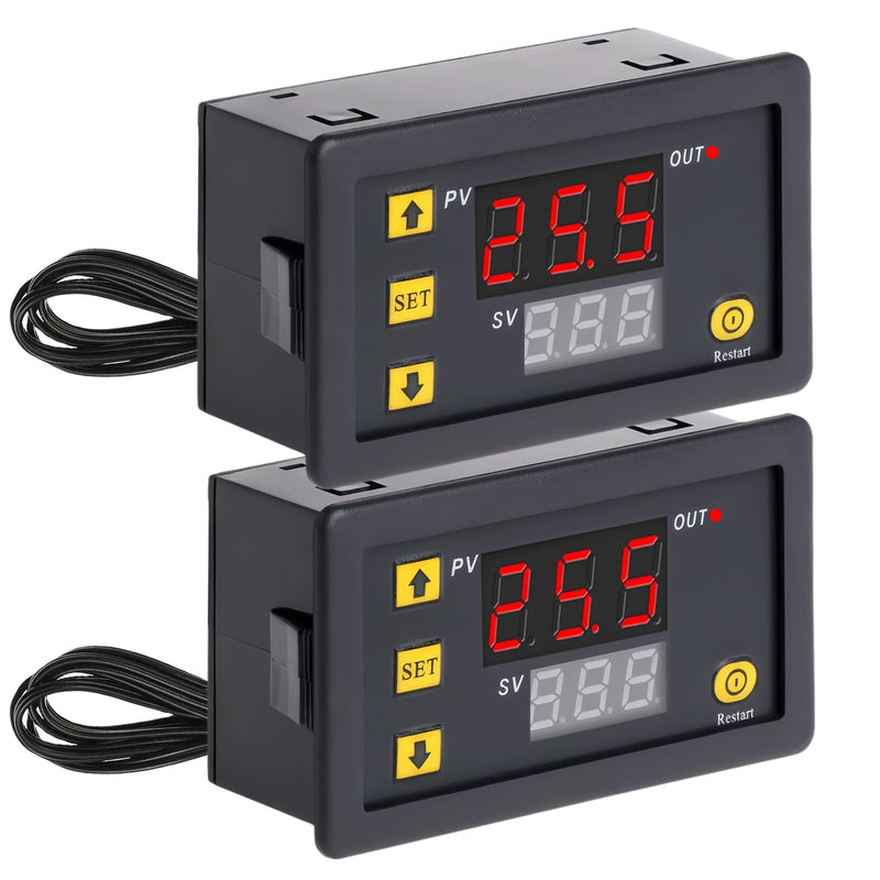 Temperature controller W3230 DC 12V 2 pieces: digital temperature controller temperature switch, digital thermostat digital display thermostat for heating cooling aquarium incubator terrarium