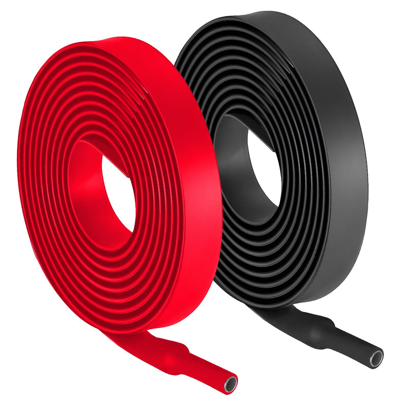 2 pieces 3:1 heat shrink tube, Ø15.4 mm & 2 m length, heat shrink tubes with adhesive, waterproof and insulating, heat shrink tube sold by the meter for cable insulation, marking, cable bundling, repairs (black + red) Ø15.4 mm & 2 m