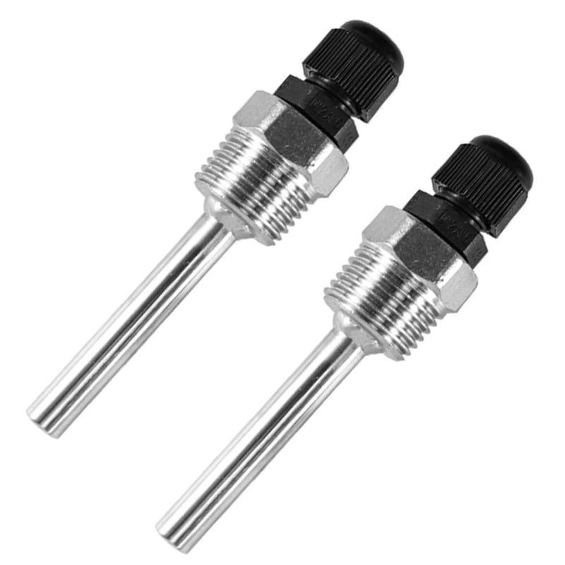 Pack of 2 immersion sleeves, stainless steel immersion sleeve G 1/2 inch thread for temperature sensor, 8 x 50mm immersion sleeves, Thermowell, immersion protection tubes for thermocouples, protective tube for temperature sensors 8x50mm