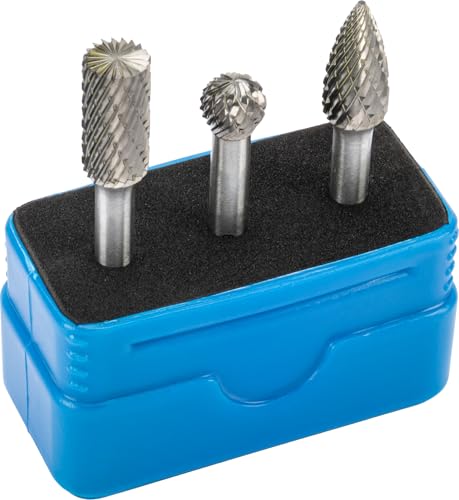 CONDOR tool 9813 | Carbide Burr Set Rotary Cutter | 3 Pieces | Wolf Frame Steel | Diameter 10mm | Shank 6mm | Suitable for Woodworking, Carving, Metal Polishing, Engraving and Drilling