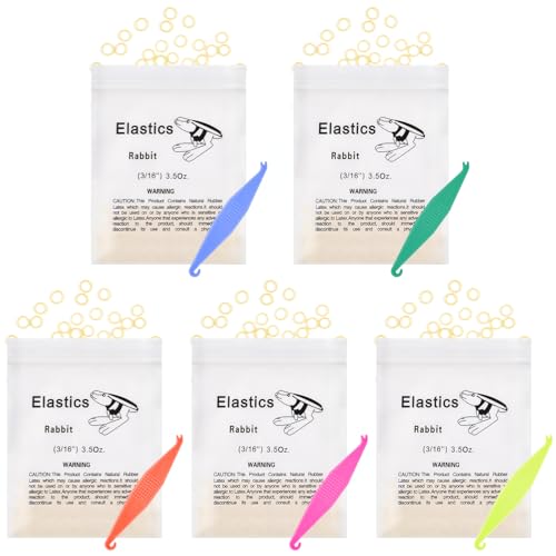 OFFCUP Orthodontic Elastic Teeth, Pack of 500 | Orthodontic Elastics with 5 Braces Placer for Gap Braces, Braces, Crooked (Rabbit 3/16") 3/16''