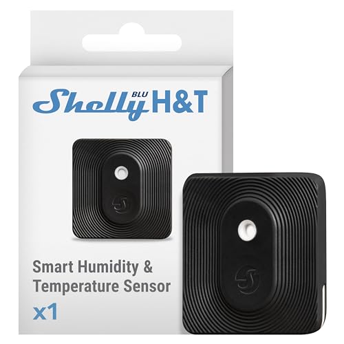 Shelly Blu H&T Black Bluetooth Controlled Temperature and Humidity Sensor Splash-proof and Dustproof Protection Class IP54 iOS Android App Gateway Required