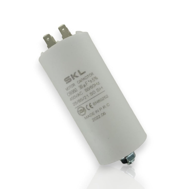 Universal Capacitor 35µF 450V Diameter 45 x 95 mm with 6.3 mm AMP Fastening Screw M8 CBB60 Engine Start and Run Capacitor for Electric Household Appliances