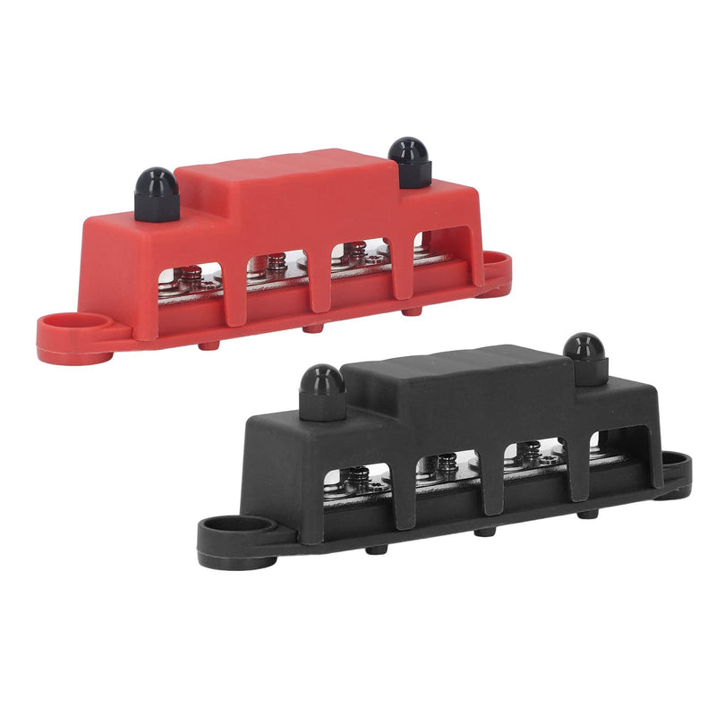 DC Busbar Distribution Block Power Distributor Pack of 2 4-Pin Busbars with M8 Screw Max 48V 250A 4 Post Power Stud Connection Block