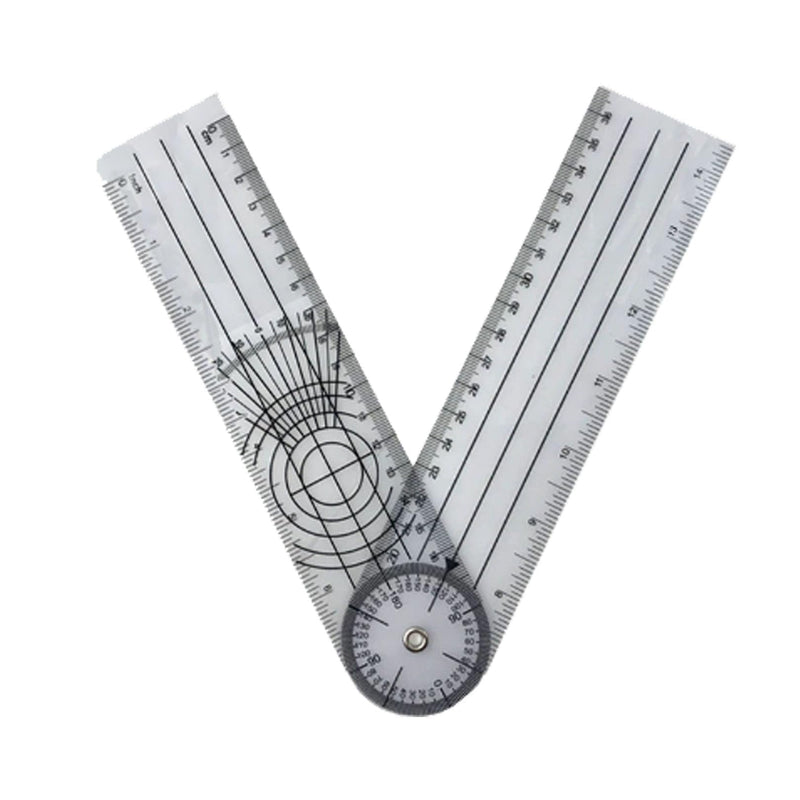 Goniometer 360° Protractor PVC, Medical Protractor Physio | Transparent 360° protractor for physiotherapy, sports therapy and home work for easy angle measurement.