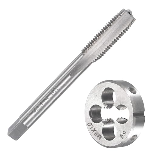 M8 x 1 Metric Tap and Die HSS | M8 x 1.0 mm tap and die, right thread fine thread cutter, straight ribbed thread cutter