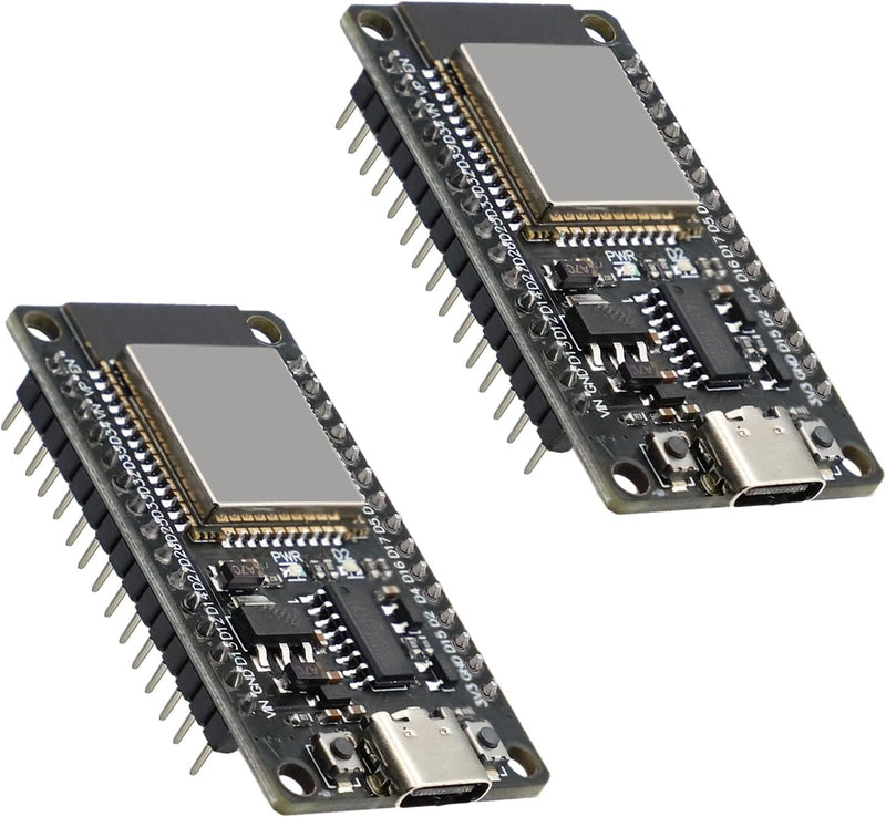 Binghe Pack of 2 ESP with CH340 Development Board, ESP 30 Pins ESP-32-32D Module 2.4GHz WiFi + Bluetooth 2-in-1 Low Power Consumption Type-C Connector Compatible with Arduino