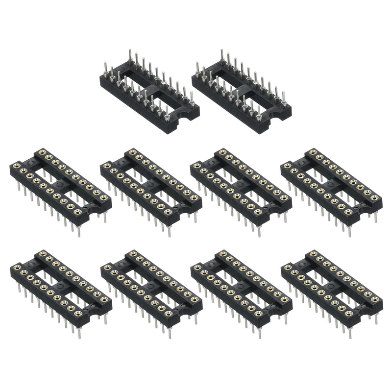 QUARKZMAN 2.54 mm Pitch 20 Pins DIP-IC Socket Connector Double Row 7.6 Pitch Round Pins Soldering for Electronics Experiment DIY Pack of 20 20 pin