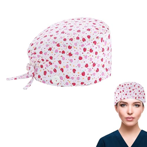 Adjustable Work Cap, Surgical Cap Fabric, Cotton Nurse Cap with Buttons, Adjustable Cotton Dust Cap, Adjustable Work Caps, Printed Unisex, Hair Cover with Sweatband