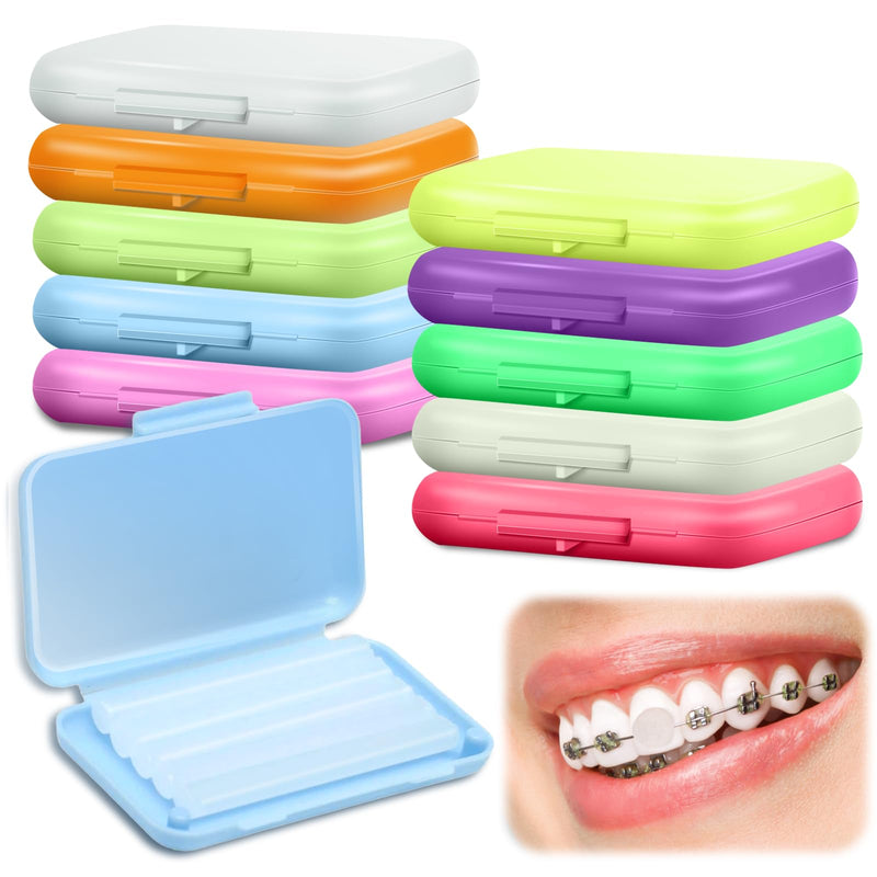 10 Boxes of Dental Wax for Braces, Braces Wax with Fruit Odour, Dental Care Silicone Orthodontic, Carrier Gum Protection, Tooth (10 Fragrance) 10Color1