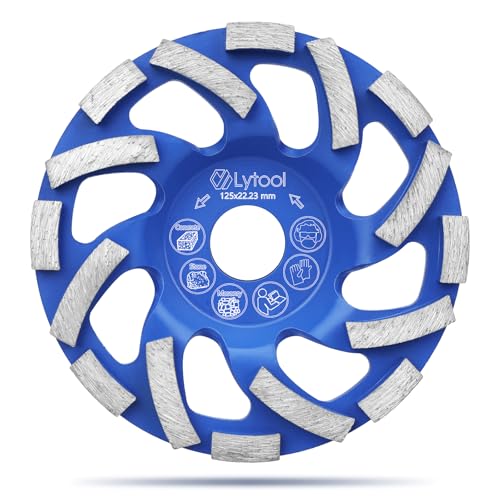 Lytool Diamond Cup Wheel 125 mm x 22.23 mm Cup Grinder Concrete Grinding Wheel | For concrete, stone, natural stone, tile adhesive, masonry granite, concrete grinder twin speed extreme cup wheel