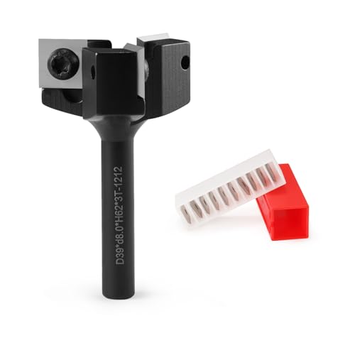 Face Milling Cutter 6 mm Shank 25.4 mm with 10 Interchangeable Carbide Blades 2 Flutes Face Cutter for Router Cutter CNC Machines One (3 Flutes, S = 8 mm, D = 39 mm) S=8 mm, D=39 mm 3 flutes