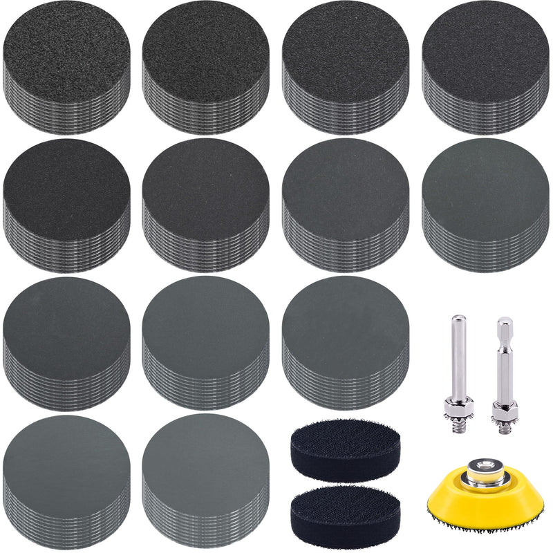 SIQUK Pack of 130 Sanding Discs 50 mm Wet Dry Sandpaper Sanding Pads Grit 80-10000 Sanding Sheets Sandpaper Round for Car Polishing Wood Metal Silicon carbide