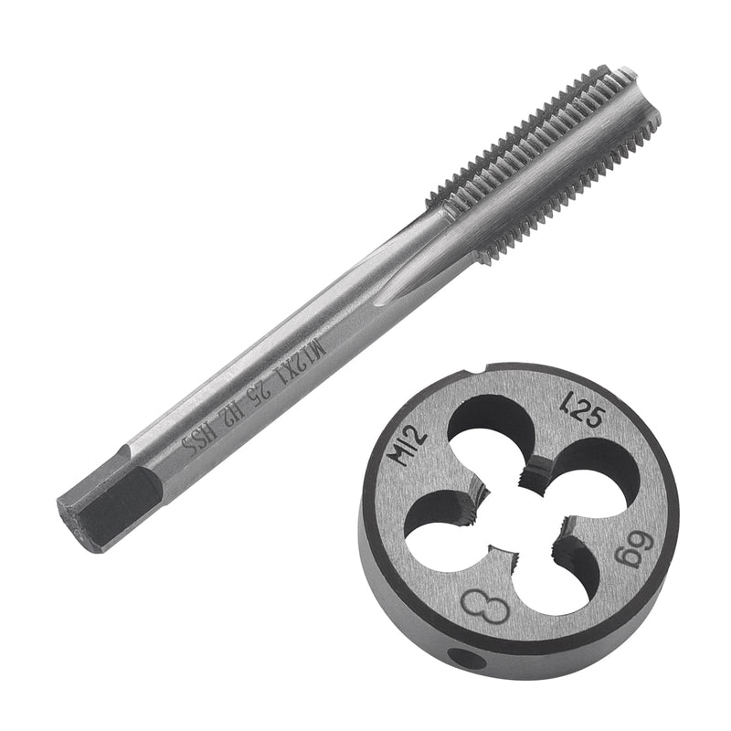 Tap and Die Set M12 x 1.25 mm | Right hand thread fine thread cutter, straight ribbed thread cutter metric for thread repair M12*1.25mm