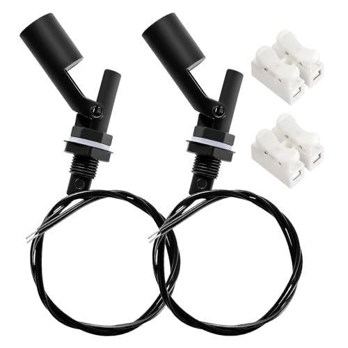 2 x M12 10 W Water Level Sensor, PP Side-Mounted Horizontal Liquid Float Switch, Water Liquid Level Sensors, with Spring Wire Connector, for Tank Pool, Black M12 – Schwarz – 2 Stücke