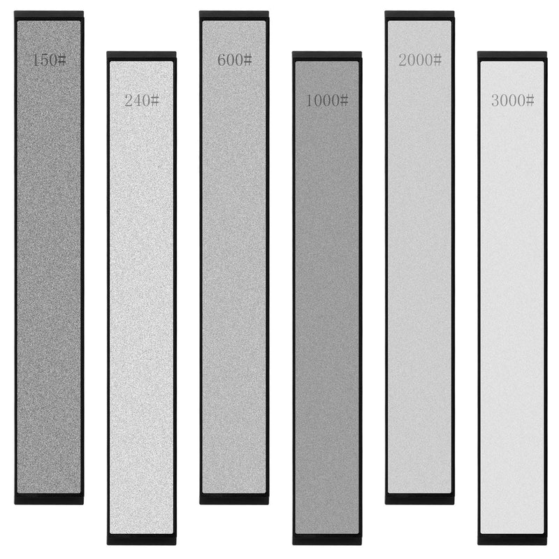 Aolso Diamond Sharpening Stone, Set of 6, Diamond Whetstone, Chef's Knife Sharpening Set, Knife Sharpener Stone, for Scissor Knife Tools Outdoor from Coarse to Extra Fine 120/240/600/1000/2000/3000# 6 Pieces.