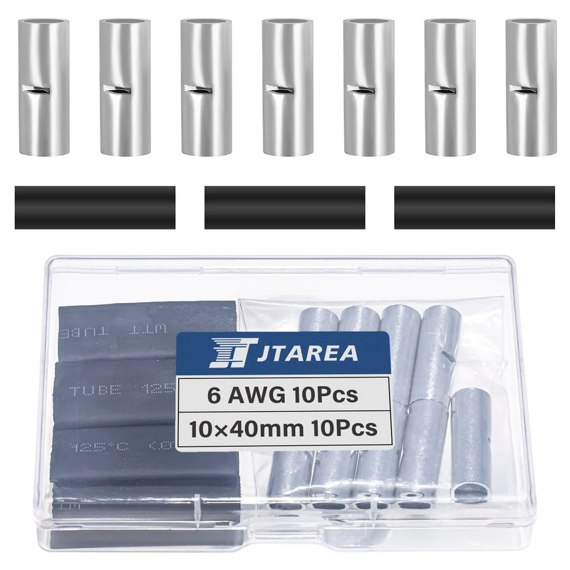 6 AWG Butt Connectors Uninsulated Set with Shrink Hose Not Insulated Butt Connectors Butt Connectors Crimp Connectors 16 mm² Cable Crimp Connection for Automobiles Boats (Pack of 20) 6 AWG
