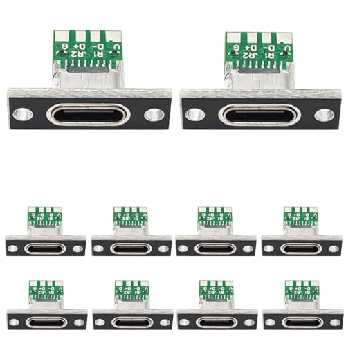 Pack of 10 USB 3.1 Type C Male Board, 5A USB C Breakout Board, USB-C Soldering Adapter, DIY Plug for Panel Mounting